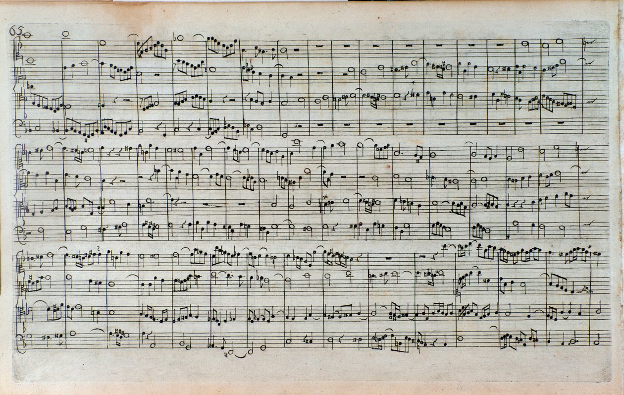 Titelsida för musikmusiken till The Art of the Fugue, den sista och ofullständiga fuga, av Johann Sebastian Bach av Unknown artist