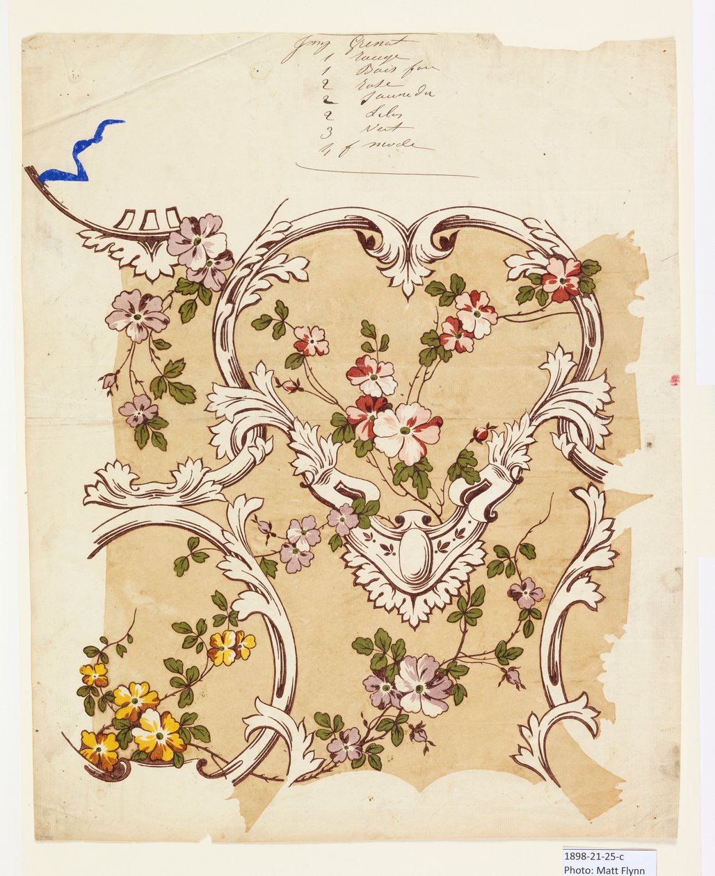 Provbevis för en blommig chintz av Unknown artist