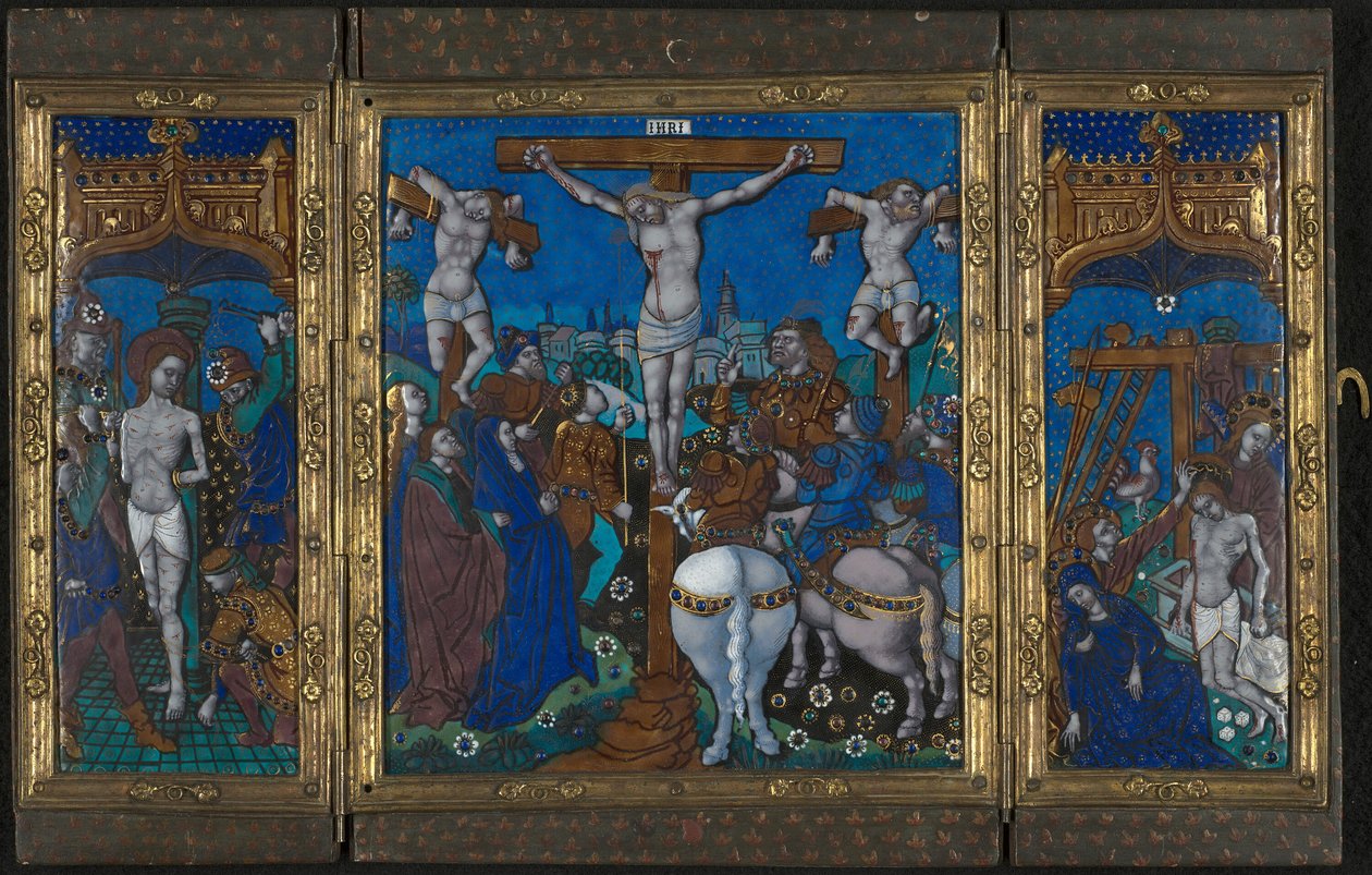 Triptyk med Korsfästelsen, Flagellationen och Gravsättningen av Unknown artist