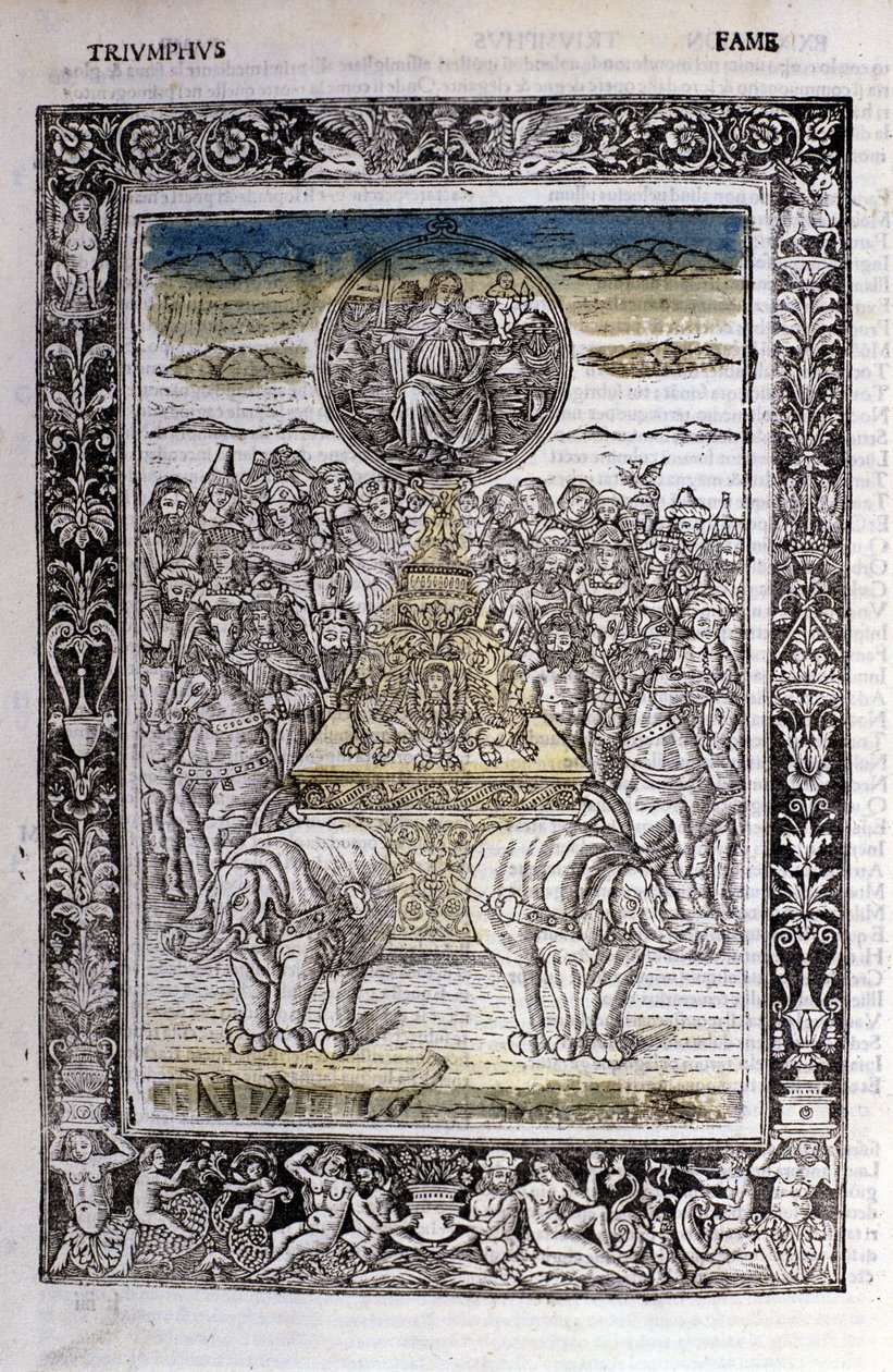 Triumf för Francesco Petrarcas berömmelse (Petrarca). Miniatyrer sd. Bibl. Trivulziana, Milano. av Unknown artist