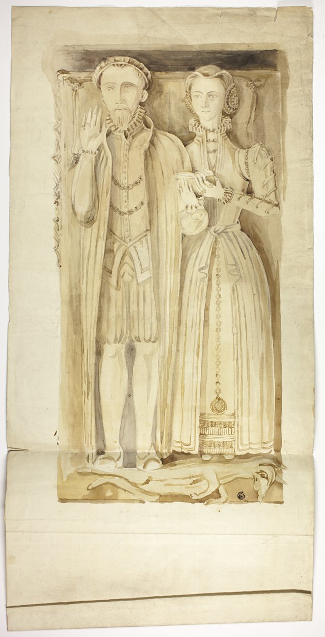 Tudorgravhäll med avbildningar av man och kvinna av Unknown artist