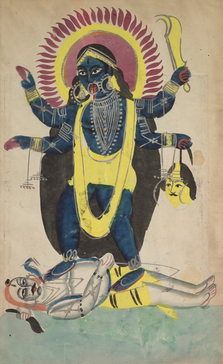 Två aspekter av Kali: Kali dansar på Shiva av Unknown artist