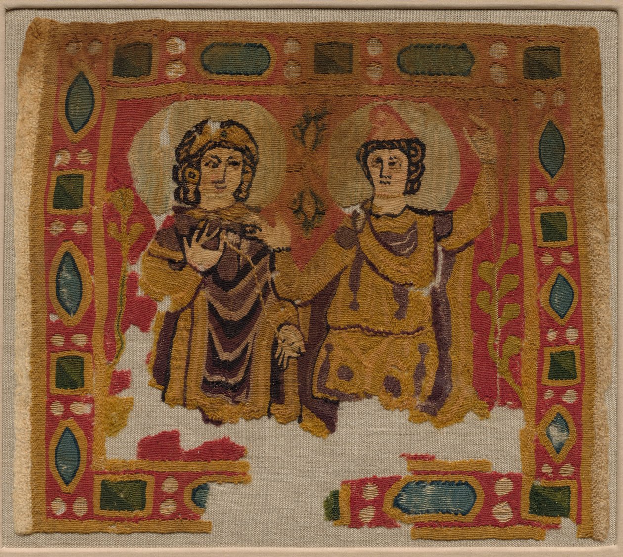 Två figurer inramade av en juvelbesatt kant av Unknown artist