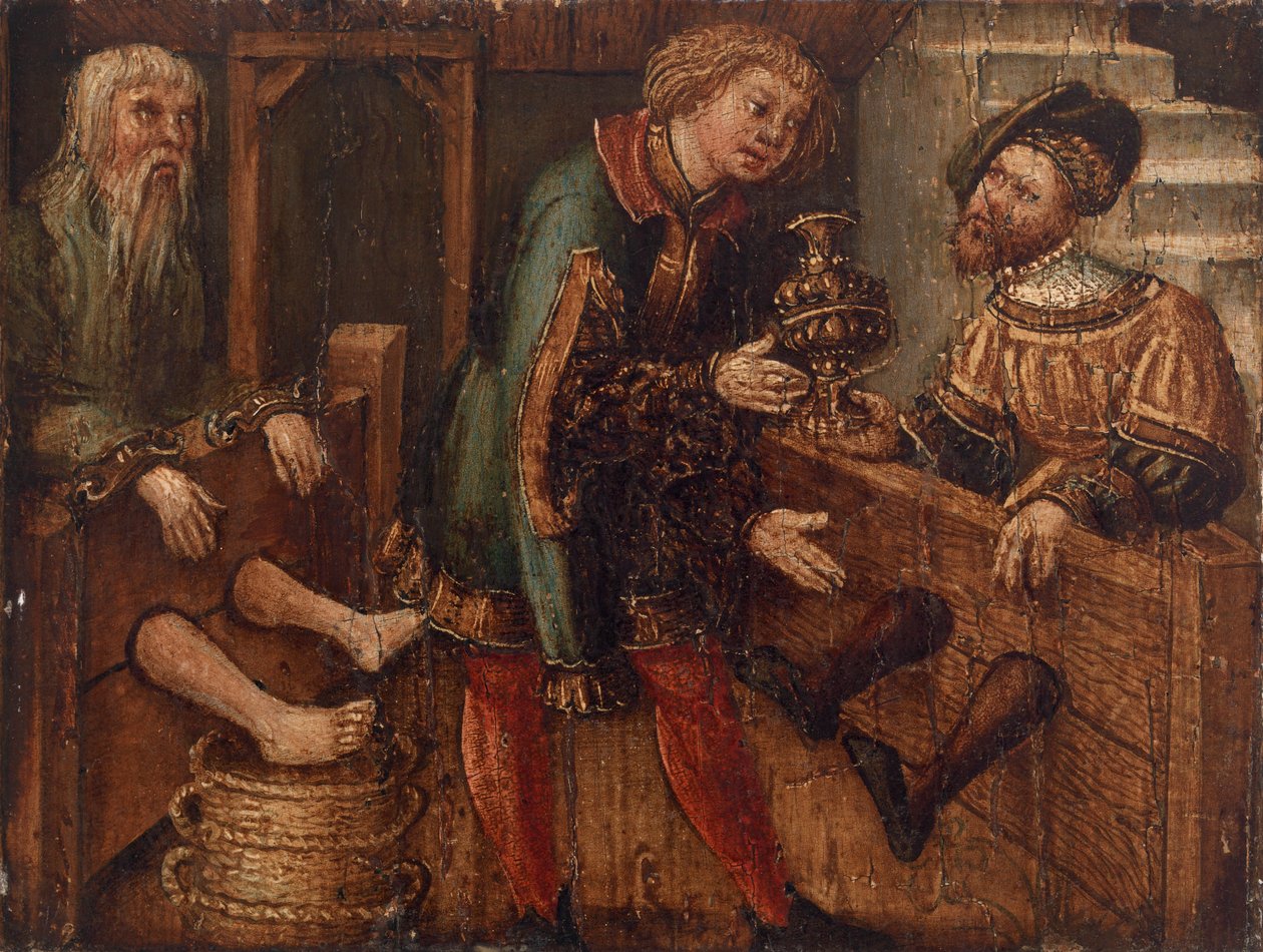 Två män i aktier och en tredje figur av Unknown artist