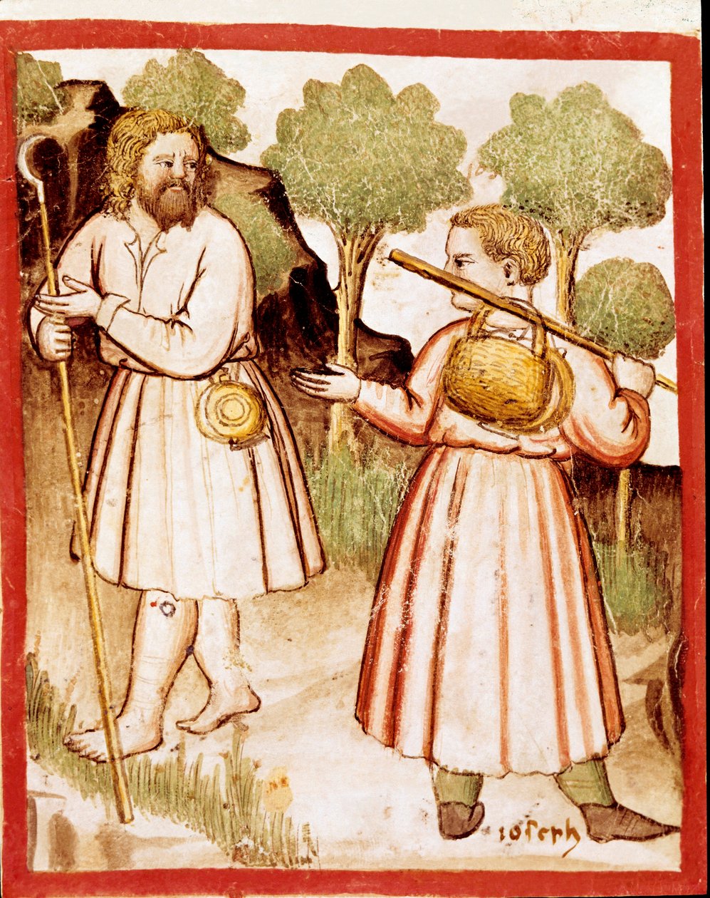 Två miniatyrherdar från codex 212 (eller padovano codex eller Bible of Padua) 1390-1400 Rovigo, Accademia dei Concordi av Unknown artist