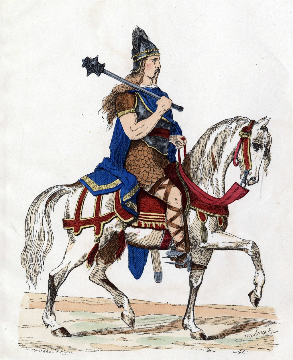 En ledare för frankerna - i "" Fransmännens civila och militära dräkter i Paris F. Roy 1882 genom århundradena". av Unknown artist