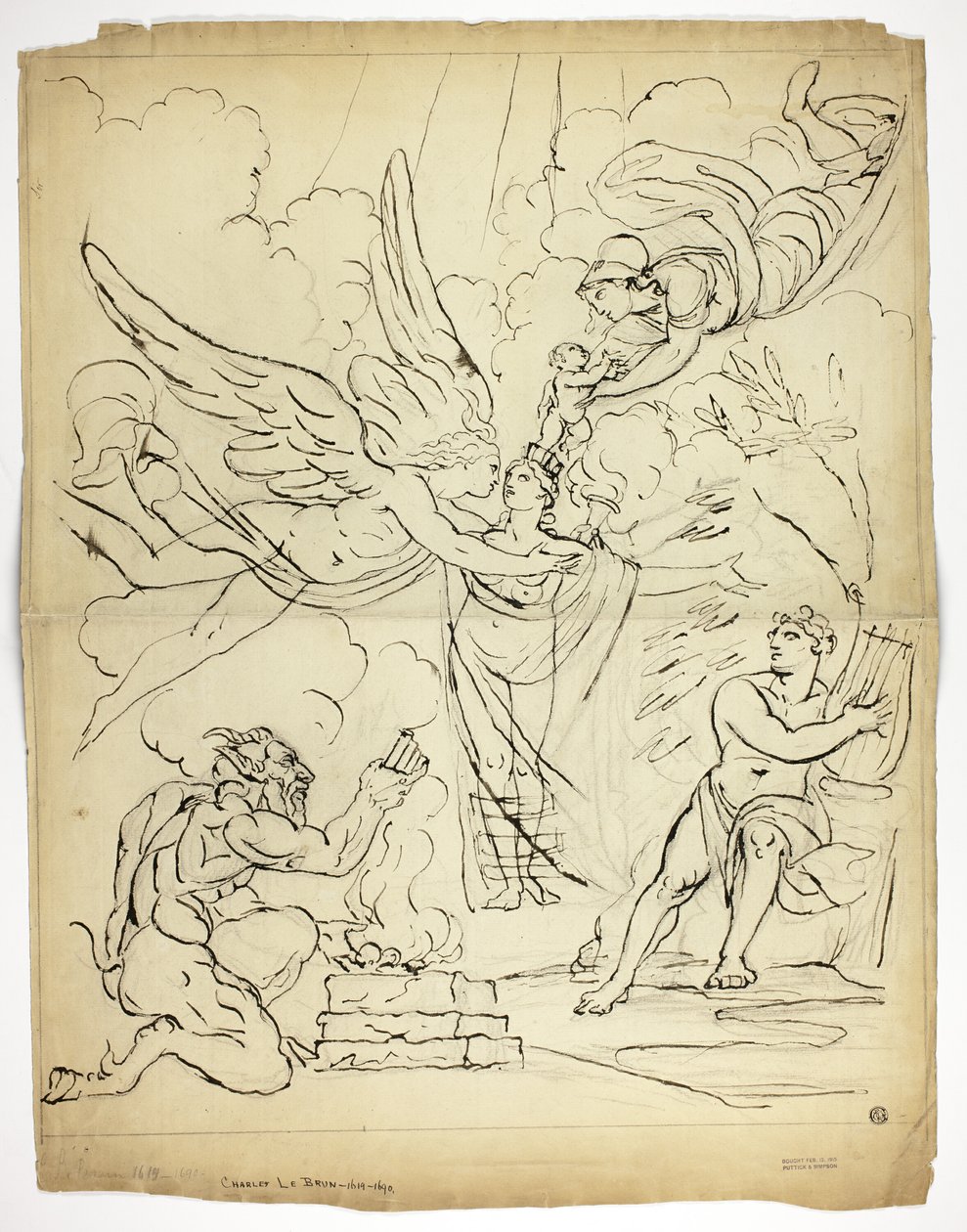Oidentifierad mytologisk födelseplats (recto); Amor och psyke (verso) av Unknown artist