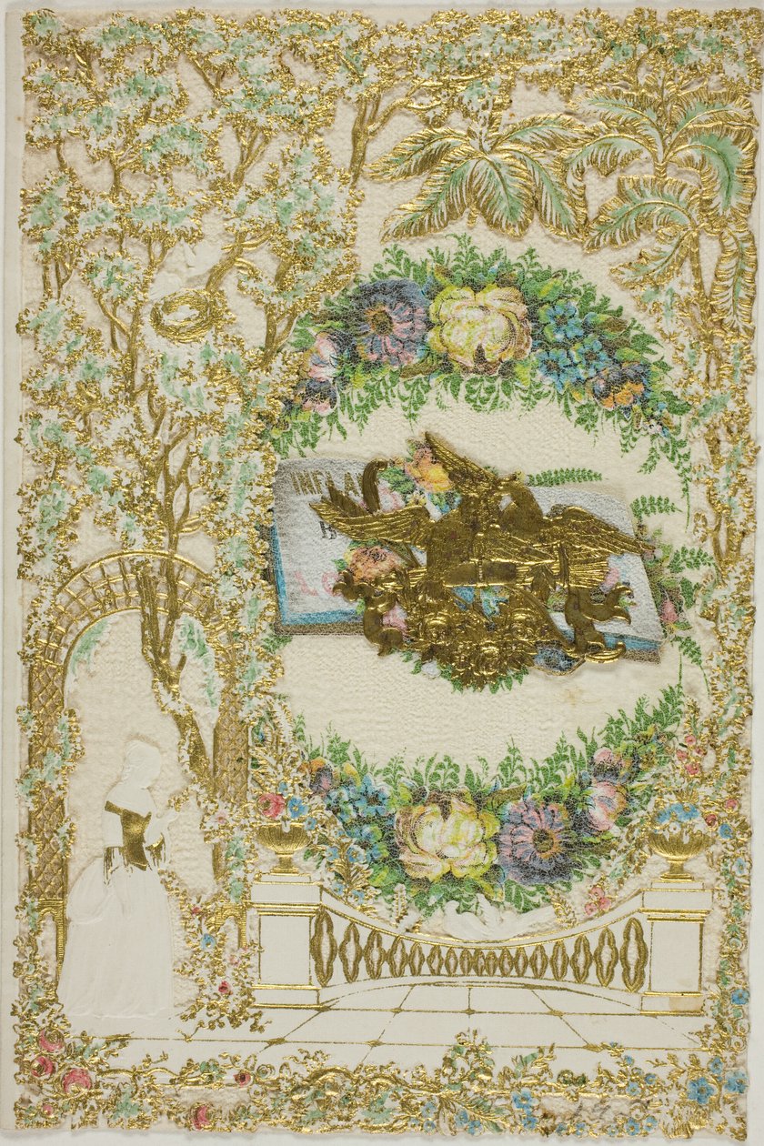 Valentin utan titel (kvinna i trädgård) av Unknown artist