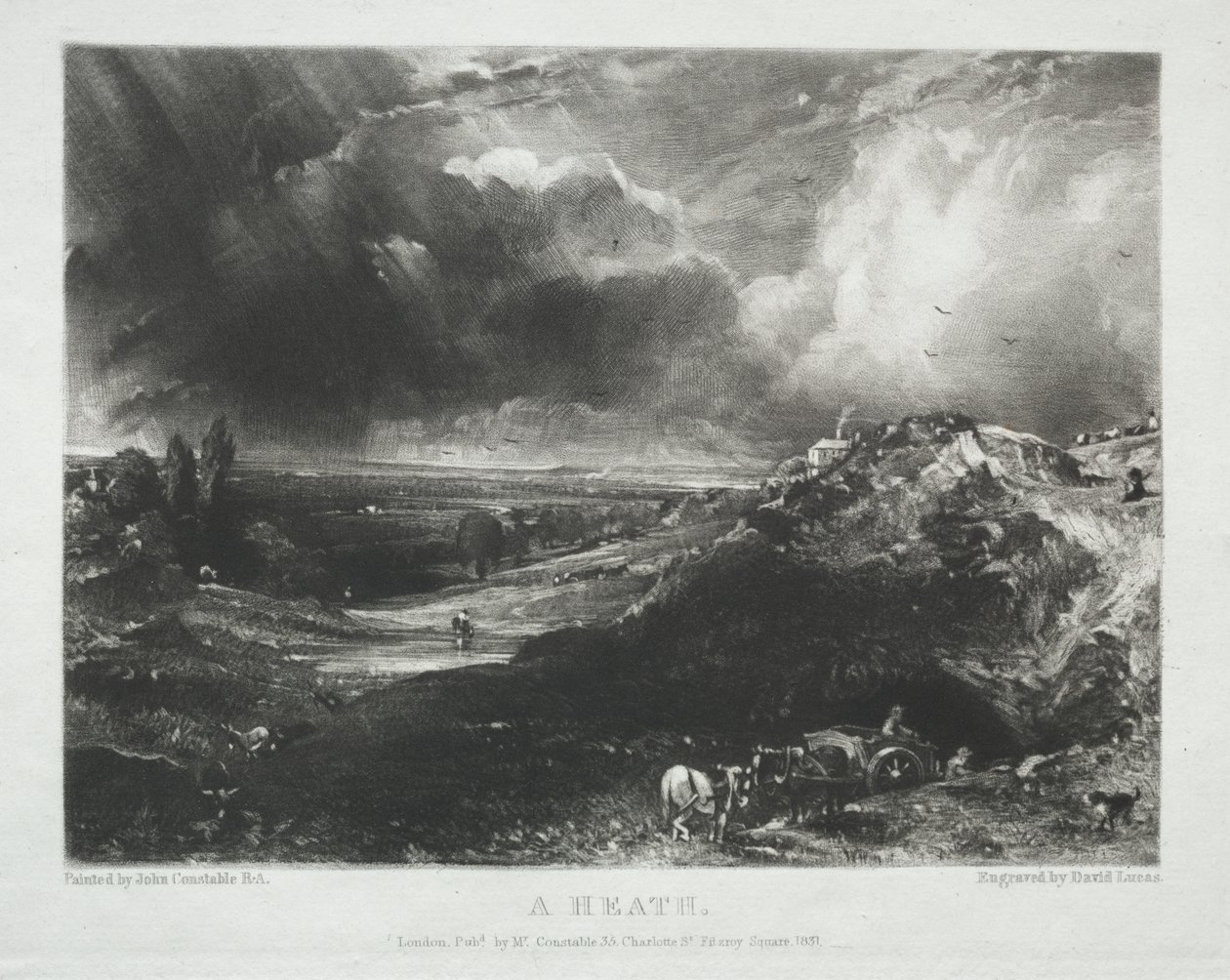 Olika ämnen av landskap, karakteristiska för engelska landskap från bilder målade av John Constable, R.A.: A Heath av Unknown artist