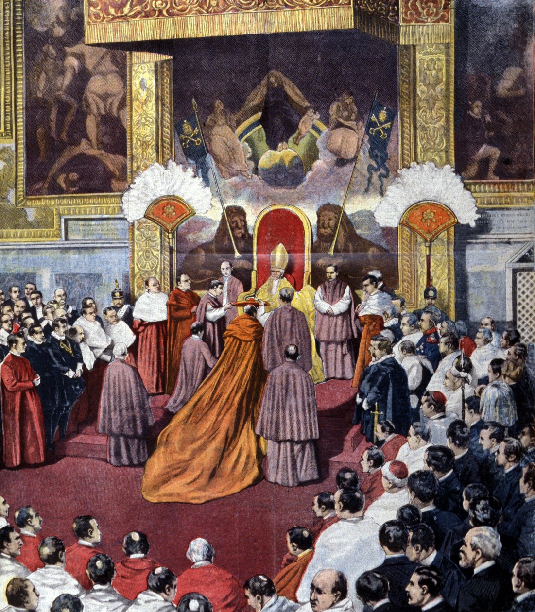 Vatikankonsistoriet som leds av påven Leo XIII av Unknown artist