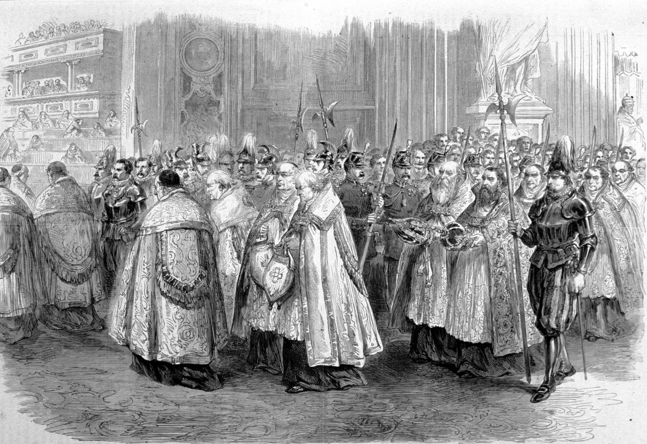 Vatikankonciliet I: kortege av prelater till rådssalen av Unknown artist