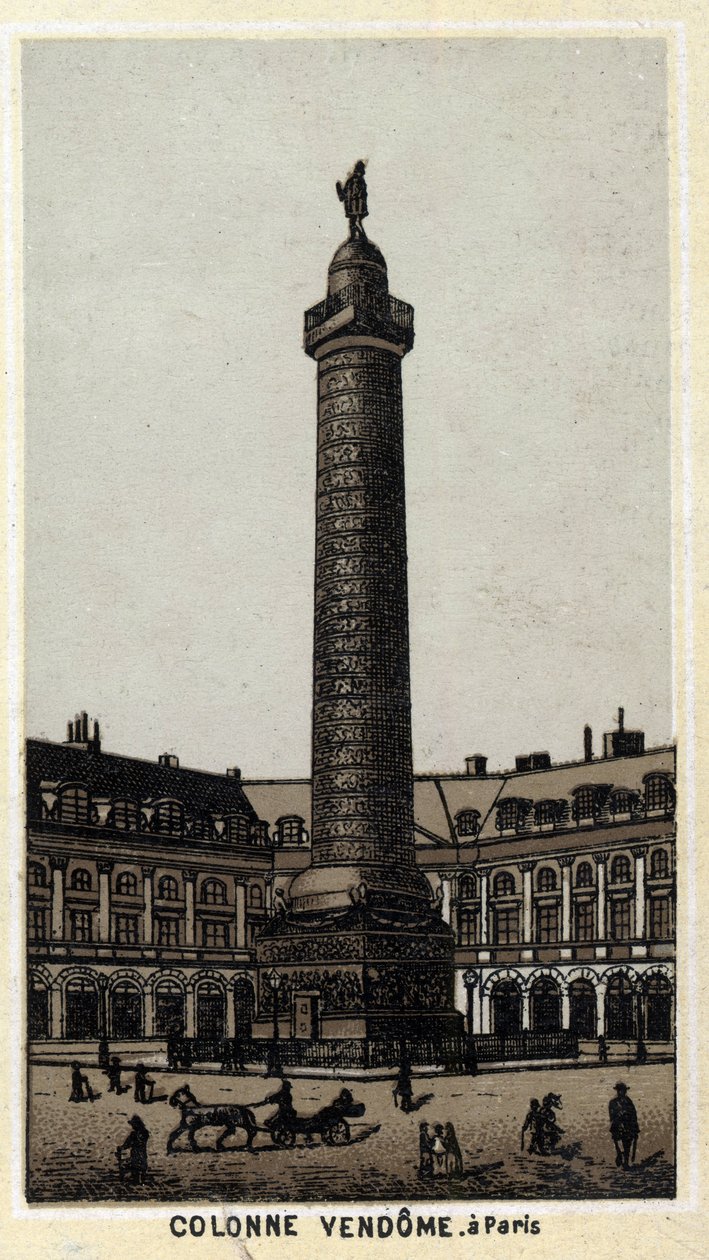 Vendome-kolumnen på Place du samma namn i Paris. Kromolitografi från slutet av 1800-talet. av Unknown artist
