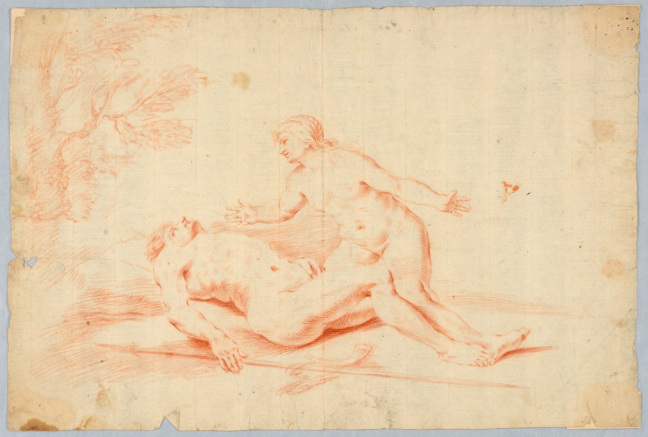 Venus bredvid den sovande Adonis av Unknown artist