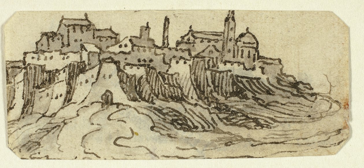 Utsikt över Hill Town med katedralen av Unknown artist