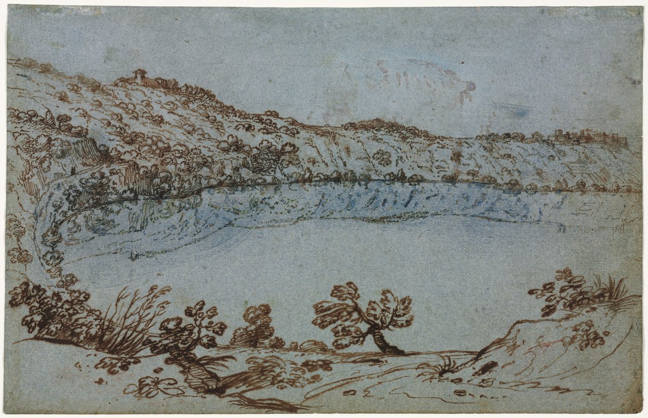 Utsikt över sjön Nemi (recto) av Unknown artist