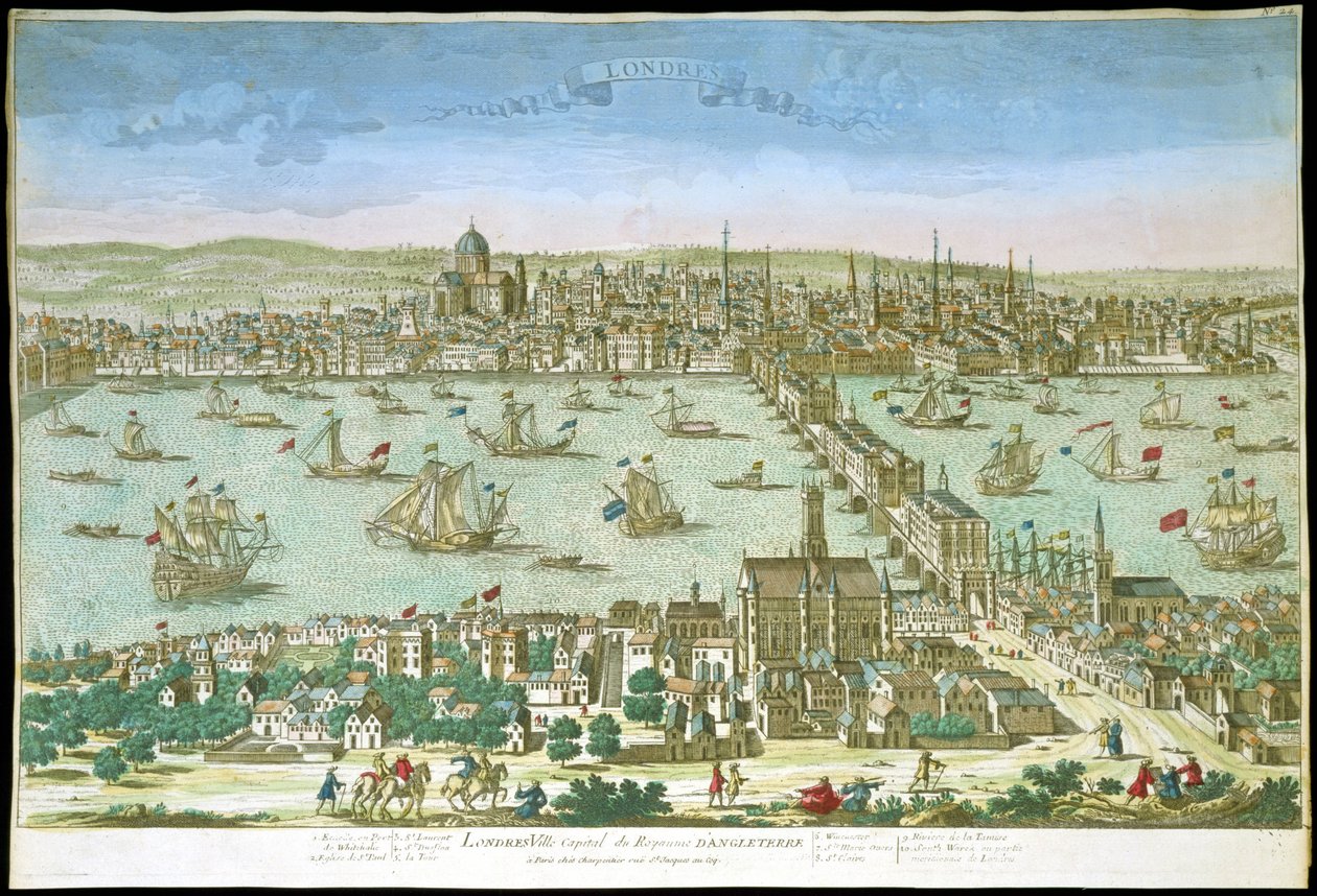 Utsikt över London i början av 1700-talet. av Unknown artist