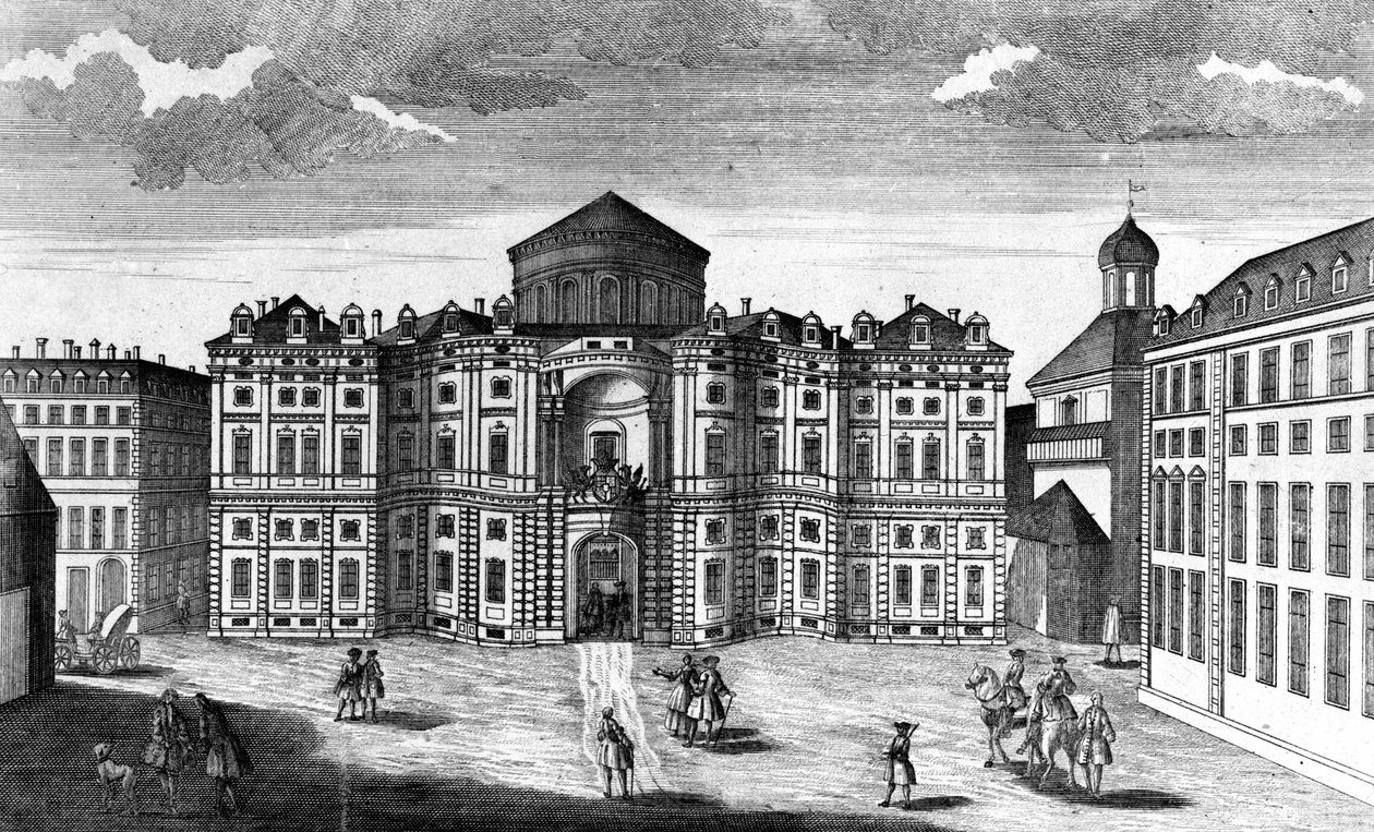 Vy över Palazzo Carignano (Palazzo Carignan) i Turin av Unknown artist