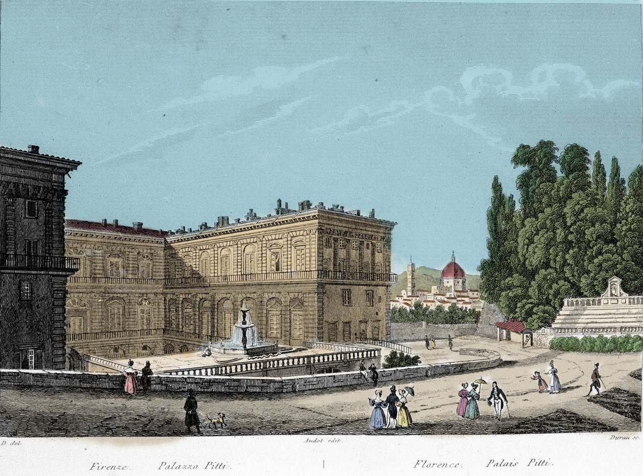 Utsikt över Pitti Palace i Florens. 1800-talet av Unknown artist