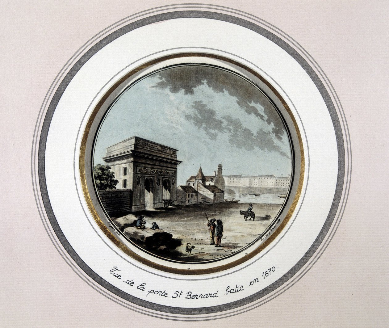 Vy över St Bernard Porte, byggd 1670 - gravyr av Unknown artist