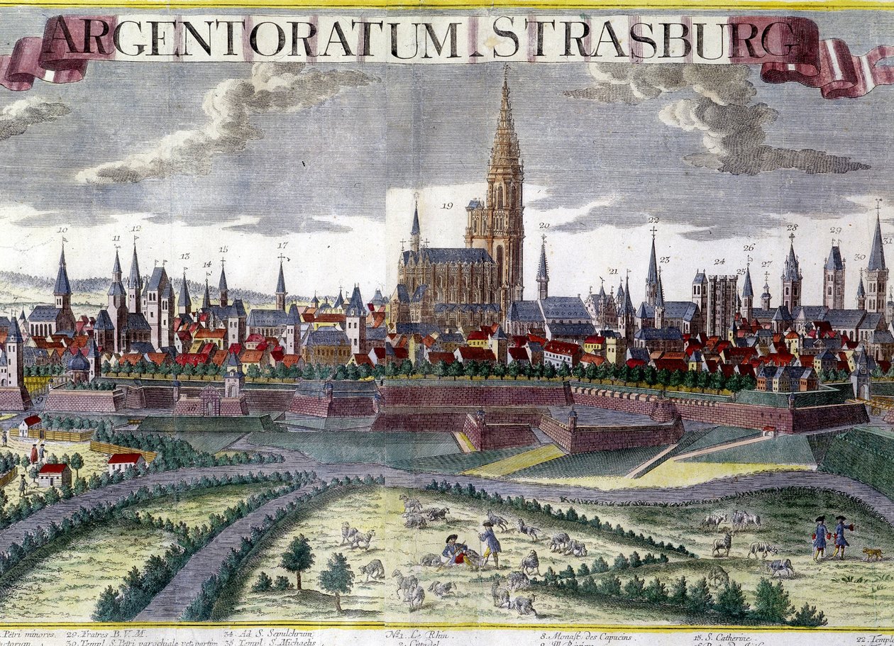 Utsikt över Strasbourg runt 1770 med dess katedral av Unknown artist