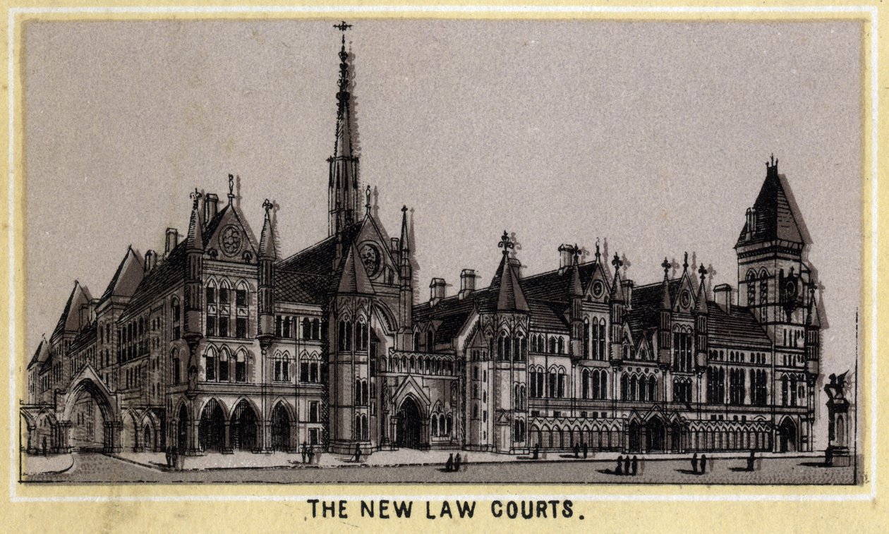 Utsikt över New Court of Justice i London, England. av Unknown artist