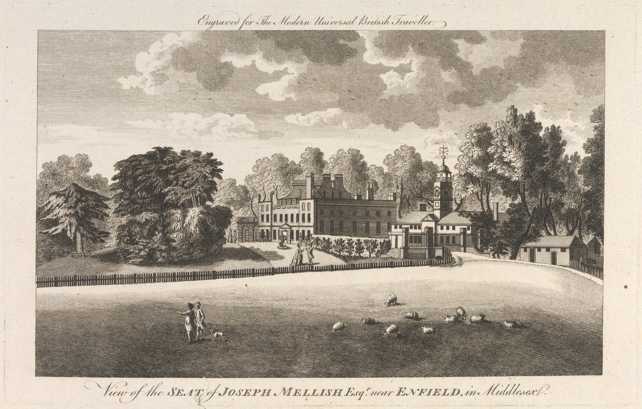 Utsikt över Joseph Mellishs säte, Esquire nära Enfield i Middlesex, yttre förort - norr av Unknown artist