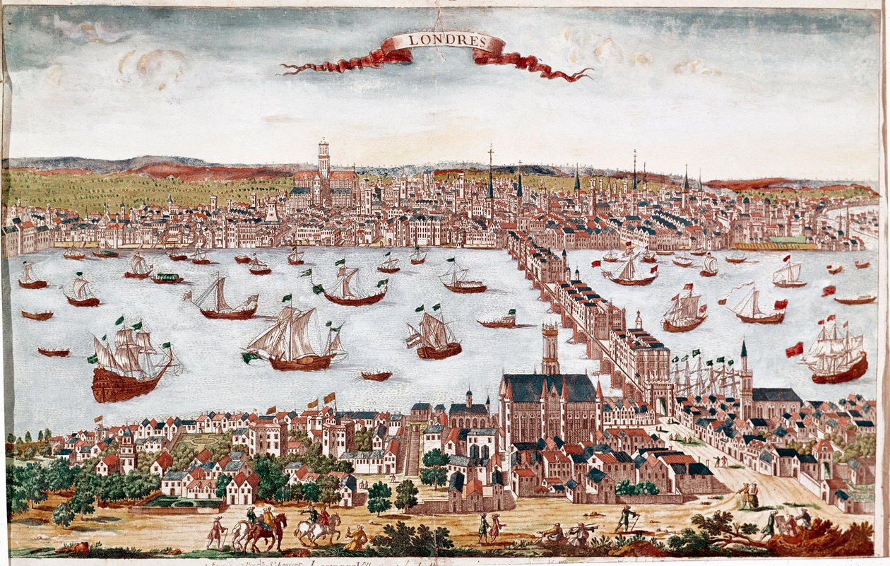 Utsikt över staden London och Themsen (gravyr av Unknown artist
