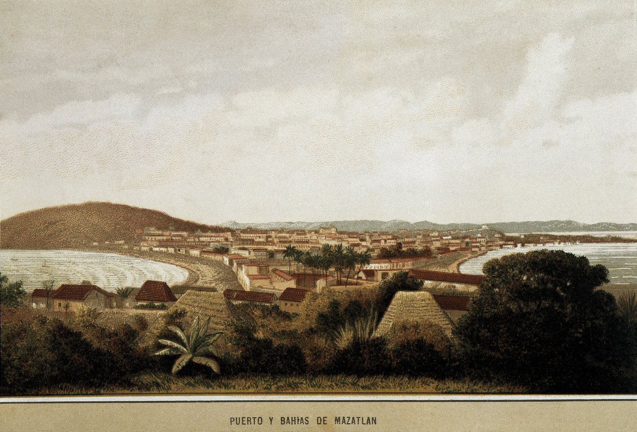 Utsikt över staden Mazatlan vid Stilla havets kust. Mexiko av Unknown artist