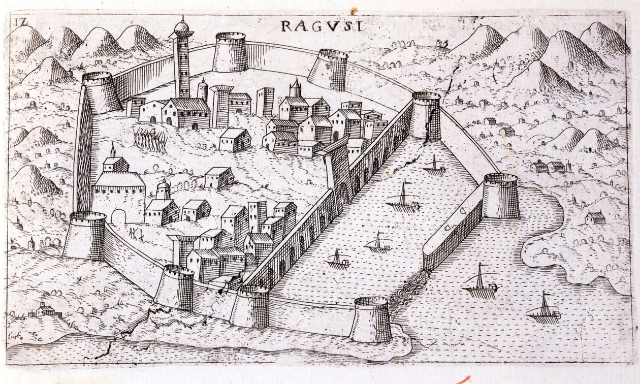 Utsikt över staden Ragusa på 1500-talet. av Unknown artist