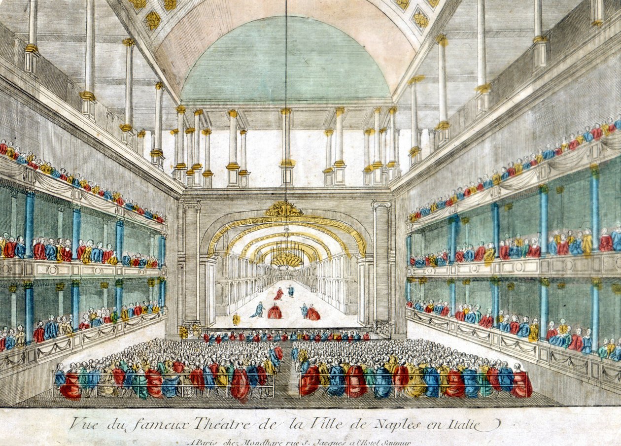 Utsikt över den berömda teatern i staden Neapel i Italien. av Unknown artist