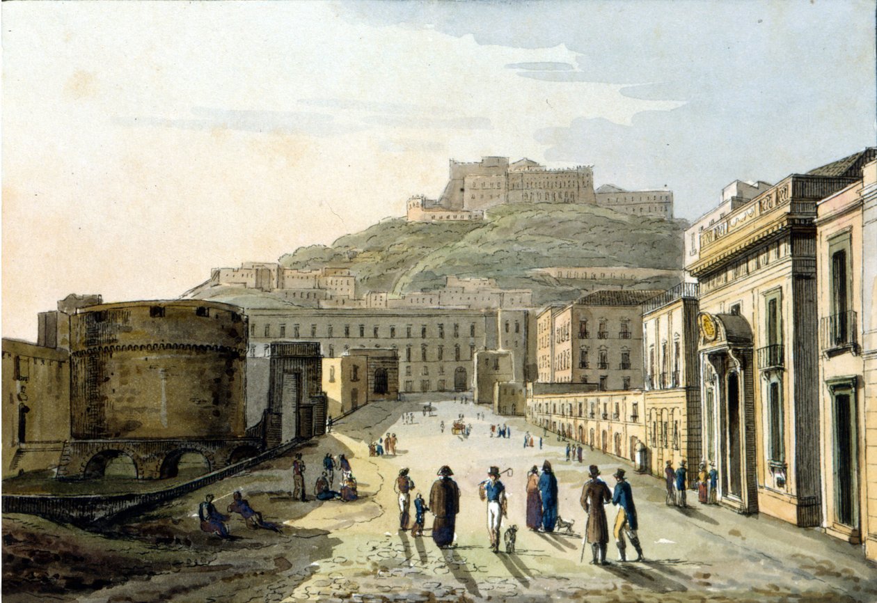 Utsikt över strada del molo och Castel Sant