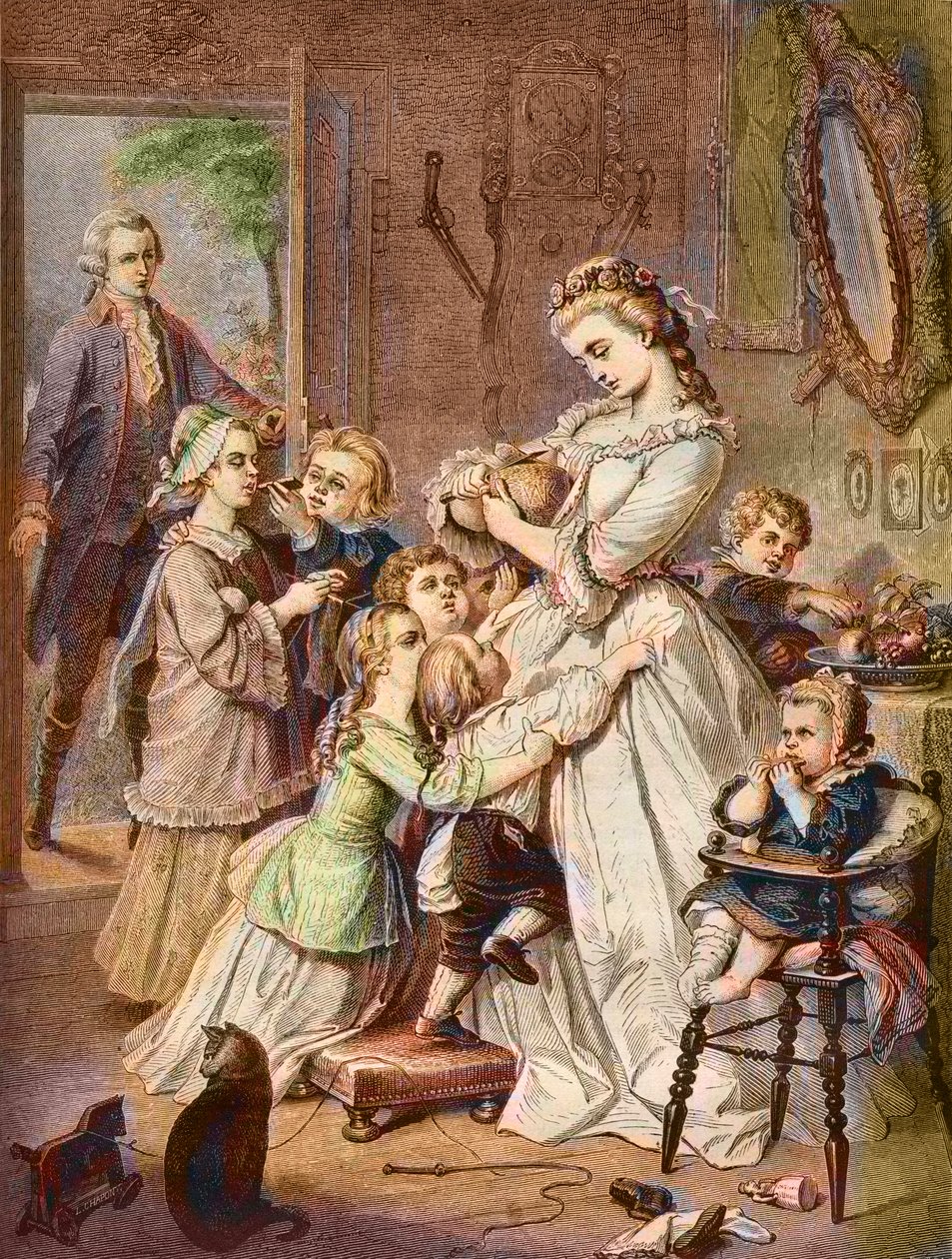 Werther överraskar Charlotte omgiven av barn av Unknown artist
