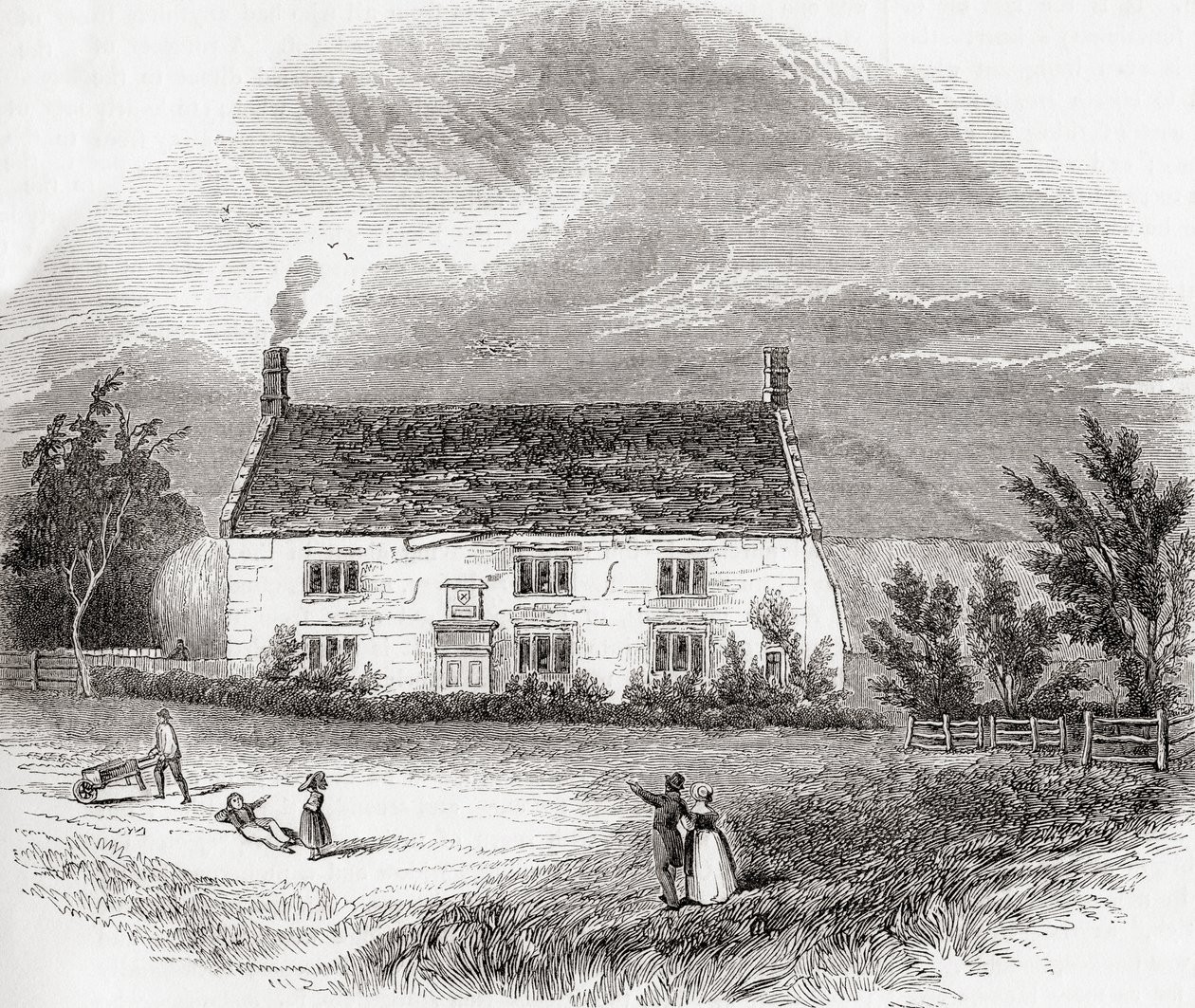 Woolsthorpe Manor, Woolsthorpe-by-Colsterworth, Lincolnshire, England, från Old England: A Pictorial Museum, pub. 1847 av Unknown artist