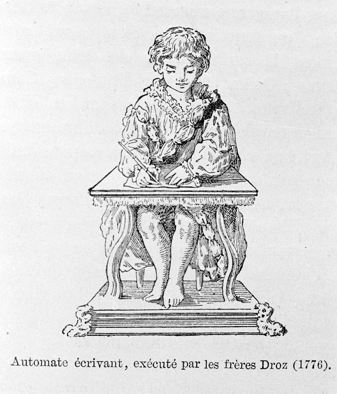 Författarautomat, visad av bröderna Droz 1776. av Unknown artist
