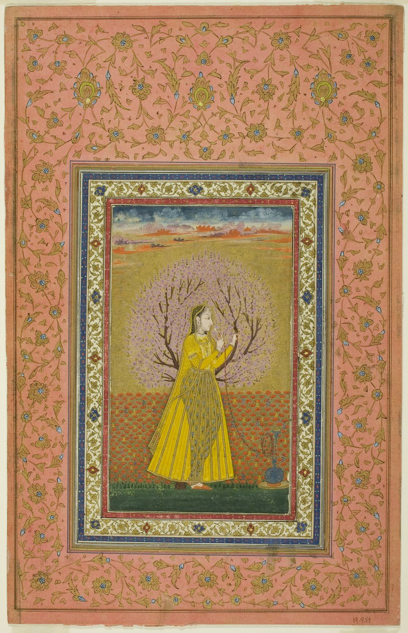 Ung kvinna som röker en Huqqa av Unknown artist
