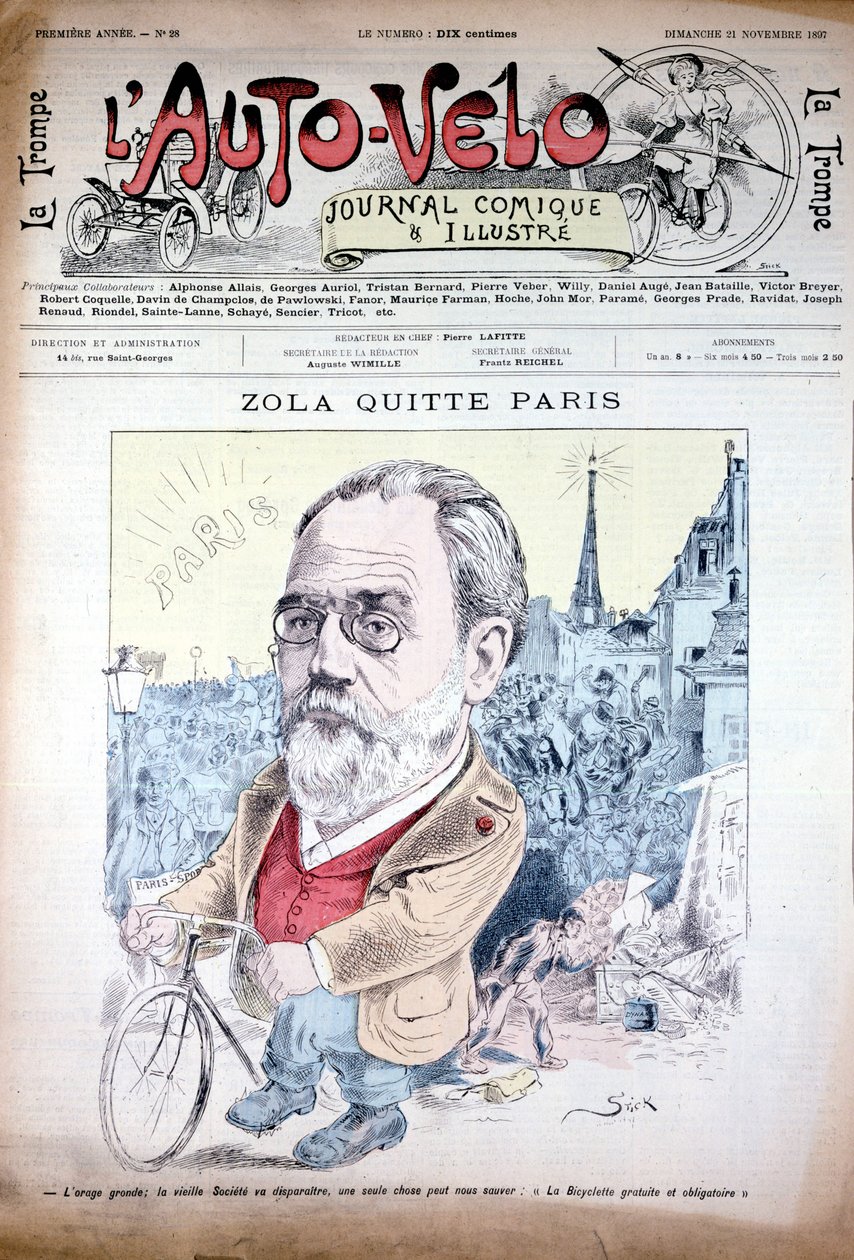 Zola lämnar Paris på cykel - i "" l
