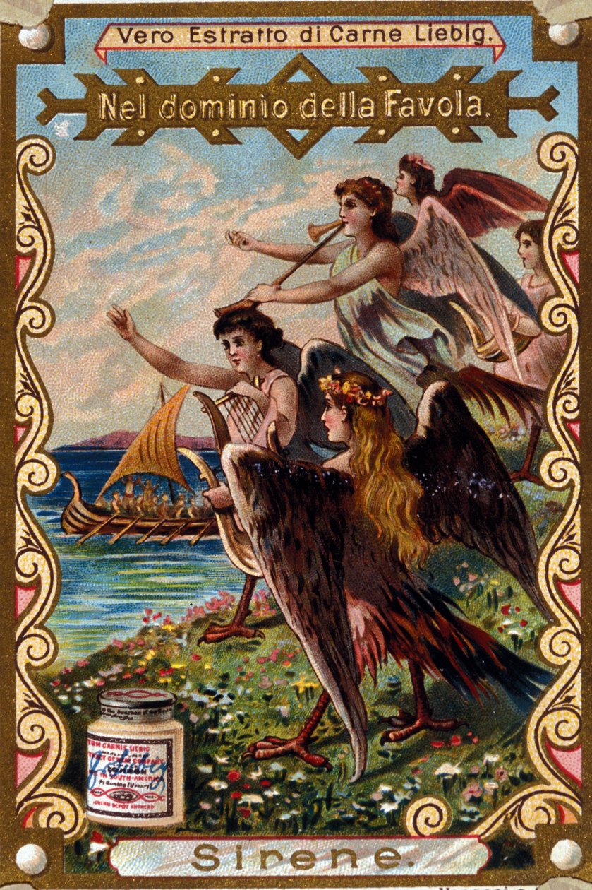 representation av sirener som lockar sjömän genom sin sång. av Unknown artist
