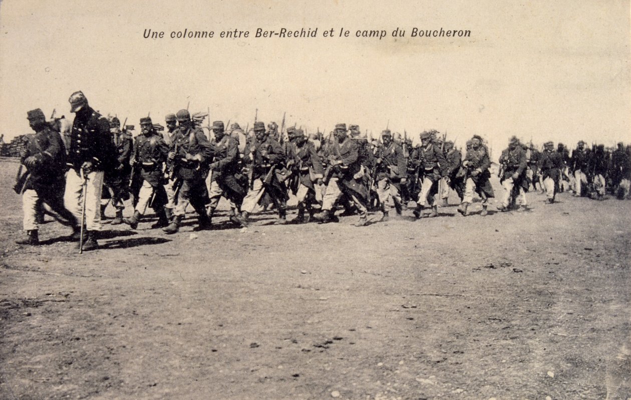 Bir Rashid i Barh el Gazel, Tchad, franska legionärsoldater på patrull. vykort 1910 av Unknown photographer