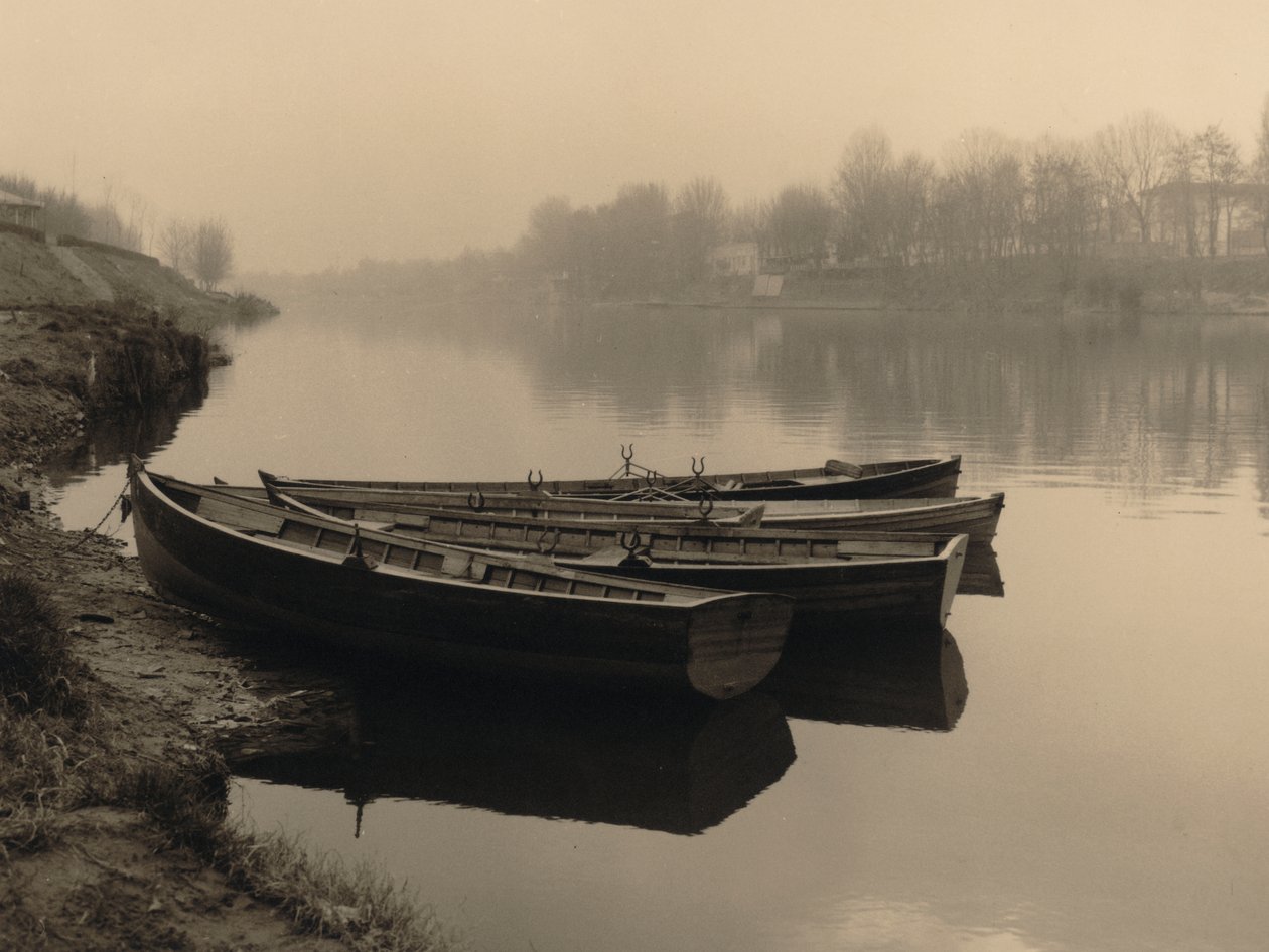 Båtar på floden Arno, Florens av Unknown photographer