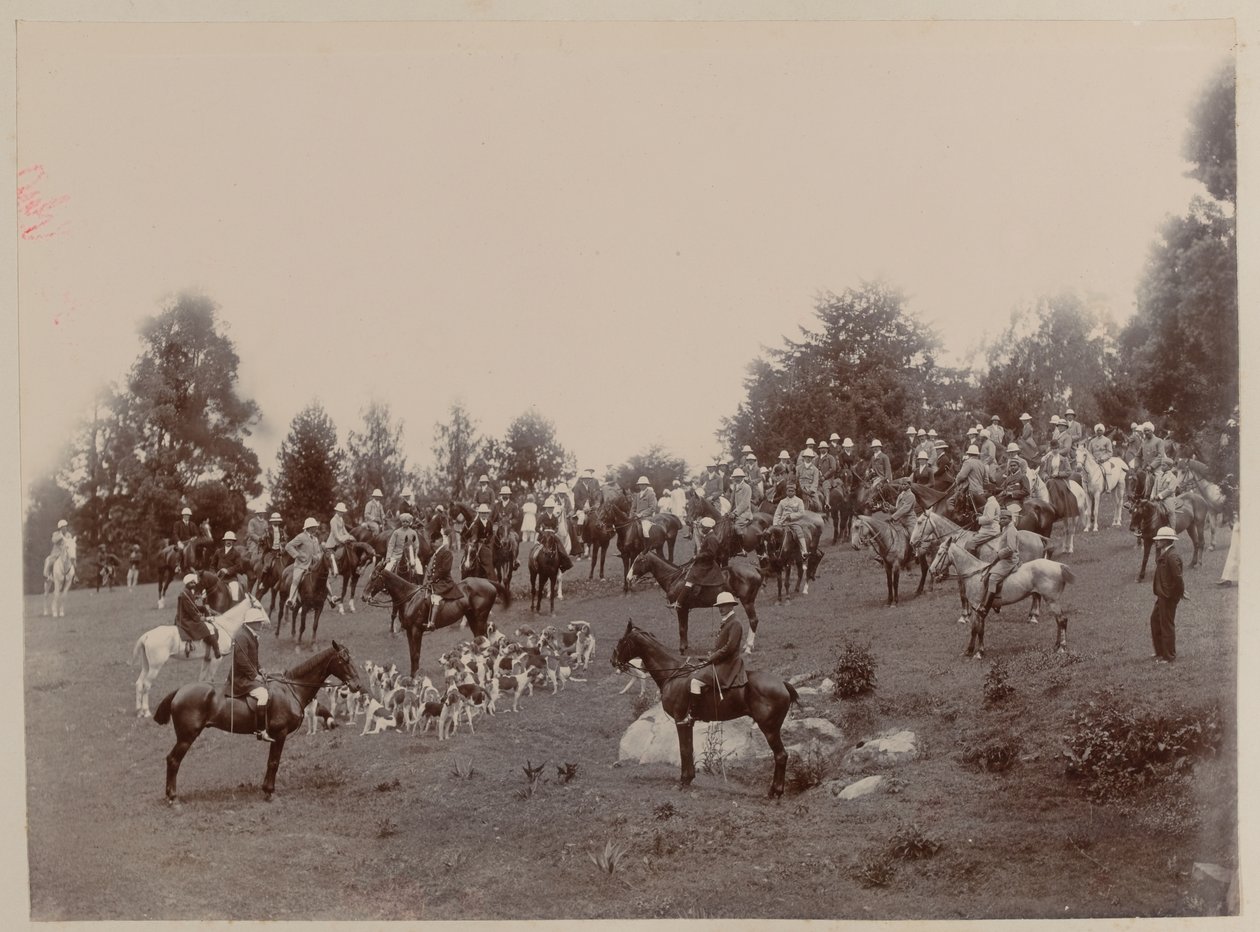 Brittiska och indiska ryttare vid ett möte i Ootacamund Hunt av Unknown photographer