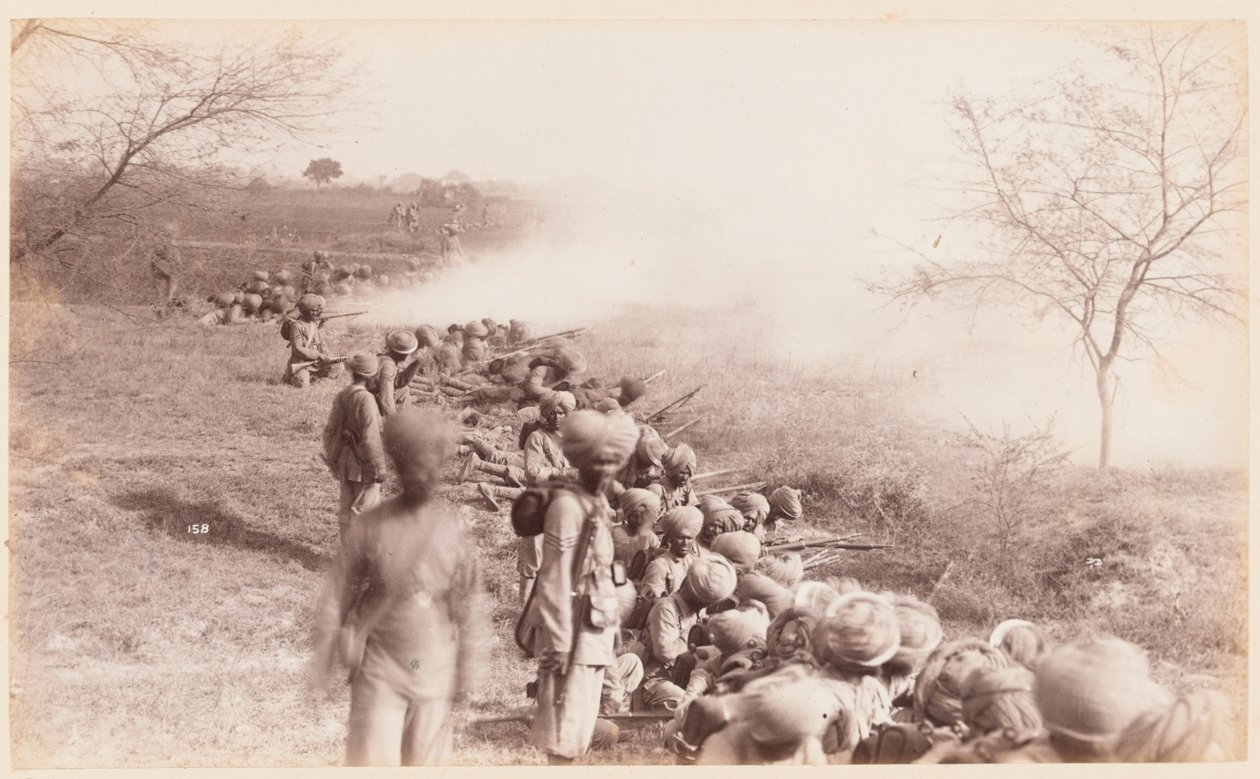 Skjutlinjen för 14:e regementet av Bengal infanteri (Ferozepore Sikhs), övningsläger i Delhi av Unknown photographer