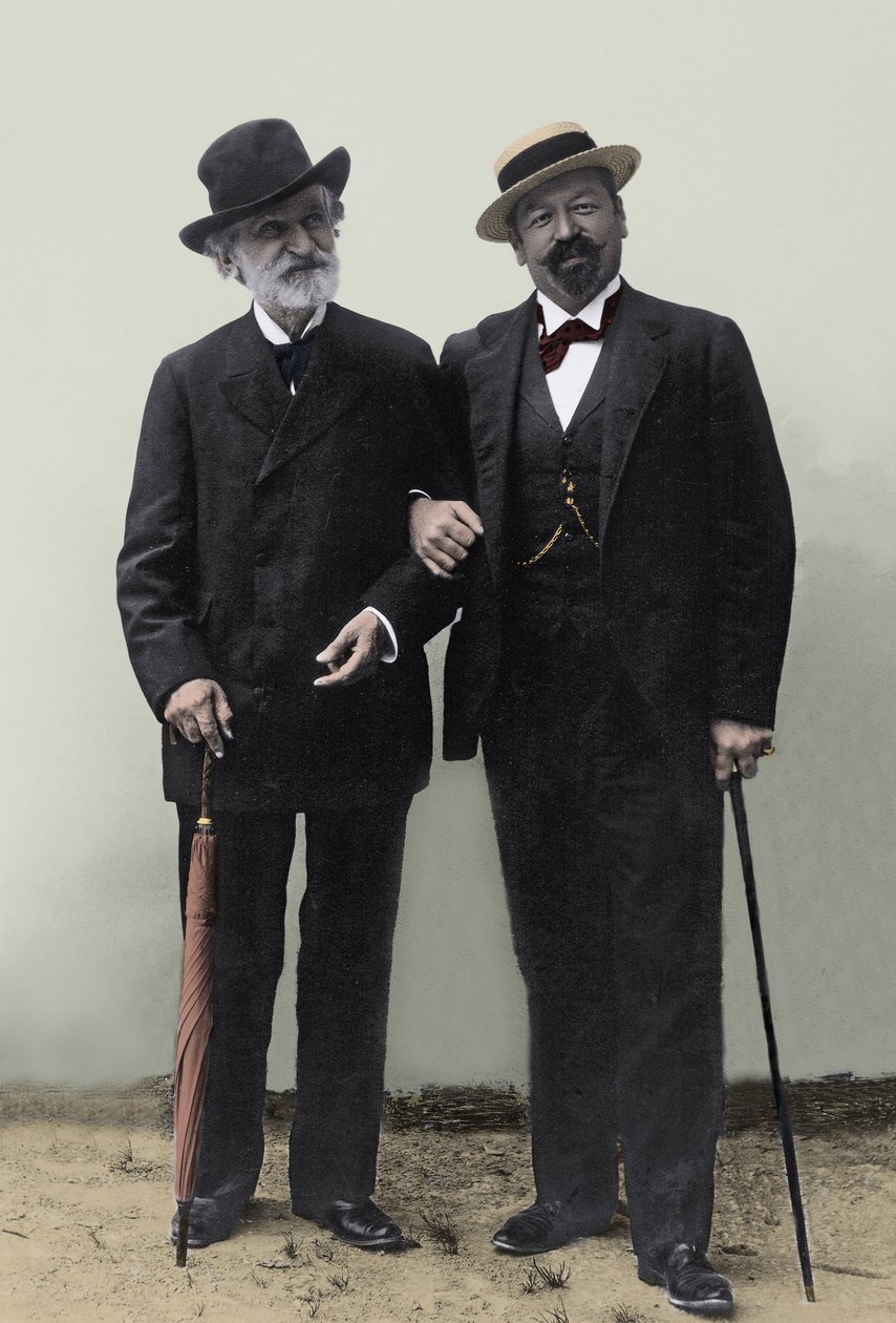 Giuseppe Verdi, italiensk kompositör (1813-1901), och tenoren Francesco Tamagno (1850-1905) i Montecatini i slutet av 1800-talet. av Unknown photographer