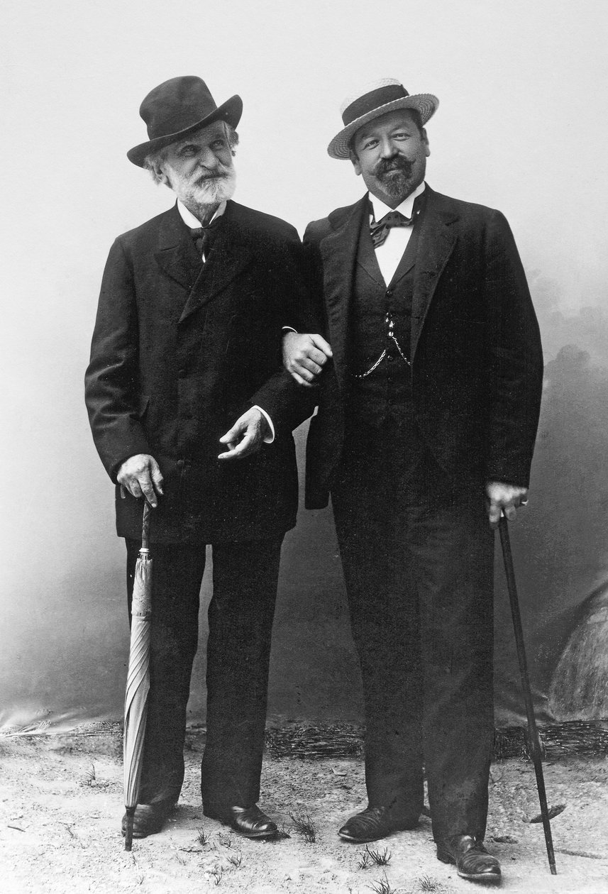 Giuseppe Verdi, italiensk kompositör (1813-1901), och tenoren Francesco Tamagno (1850-1905) i Montecatini i slutet av 1800-talet. av Unknown photographer