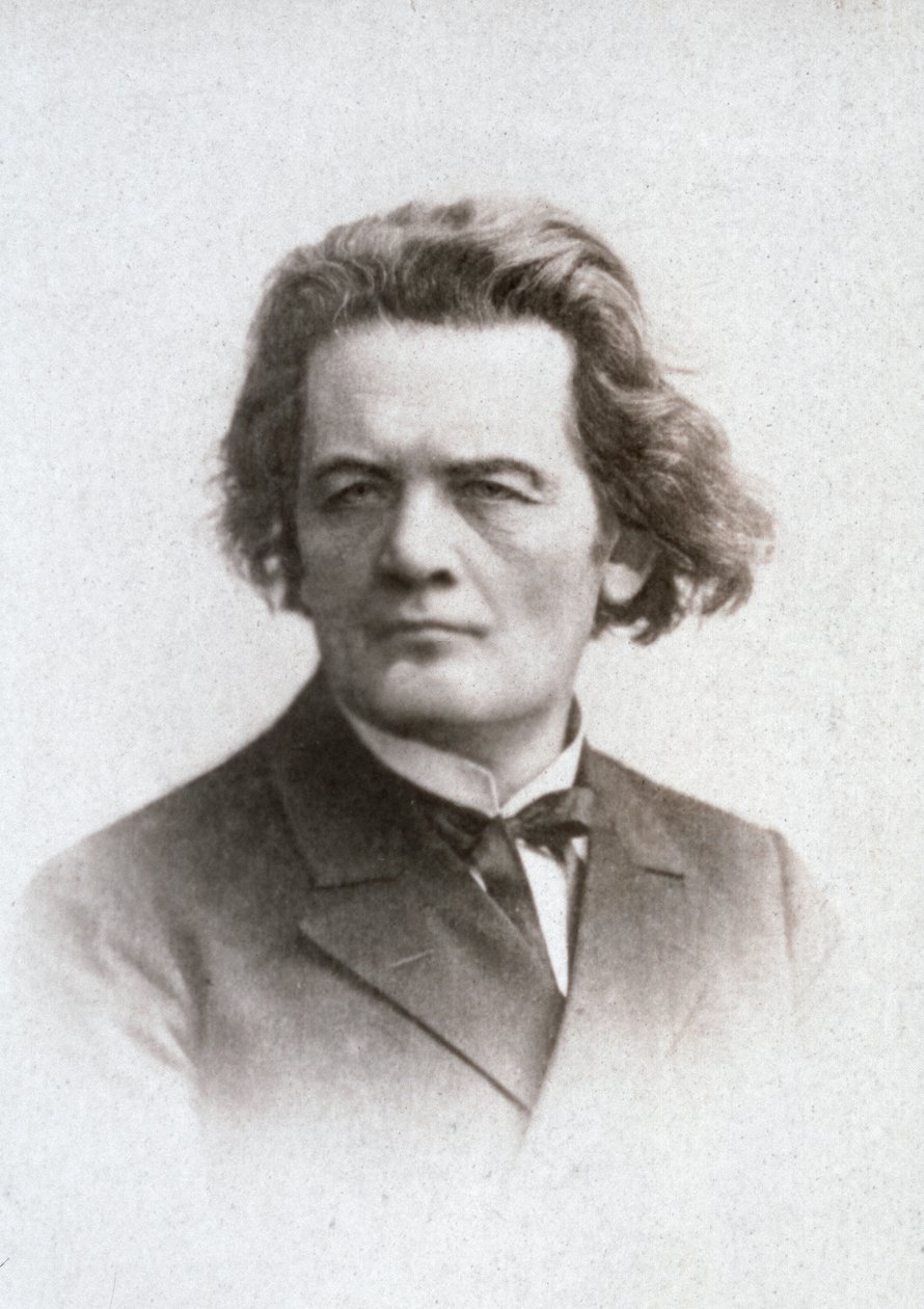 Porträtt i halvfigur av den berömde ryske pianisten och kompositören Anton Grigorevic Rubinstein av Unknown photographer