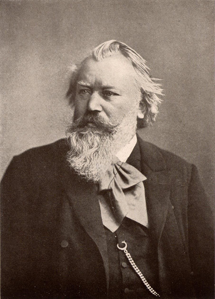 Johannes Brahms (1833-1897) tysk kompositör, halvton (tryck) av Unknown photographer