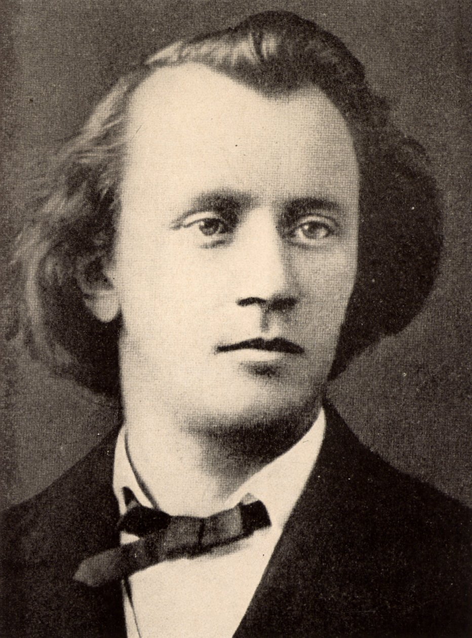 Johannes Brahms (1833-1897) tysk kompositör, halvton år 1866 (tryck) av Unknown photographer