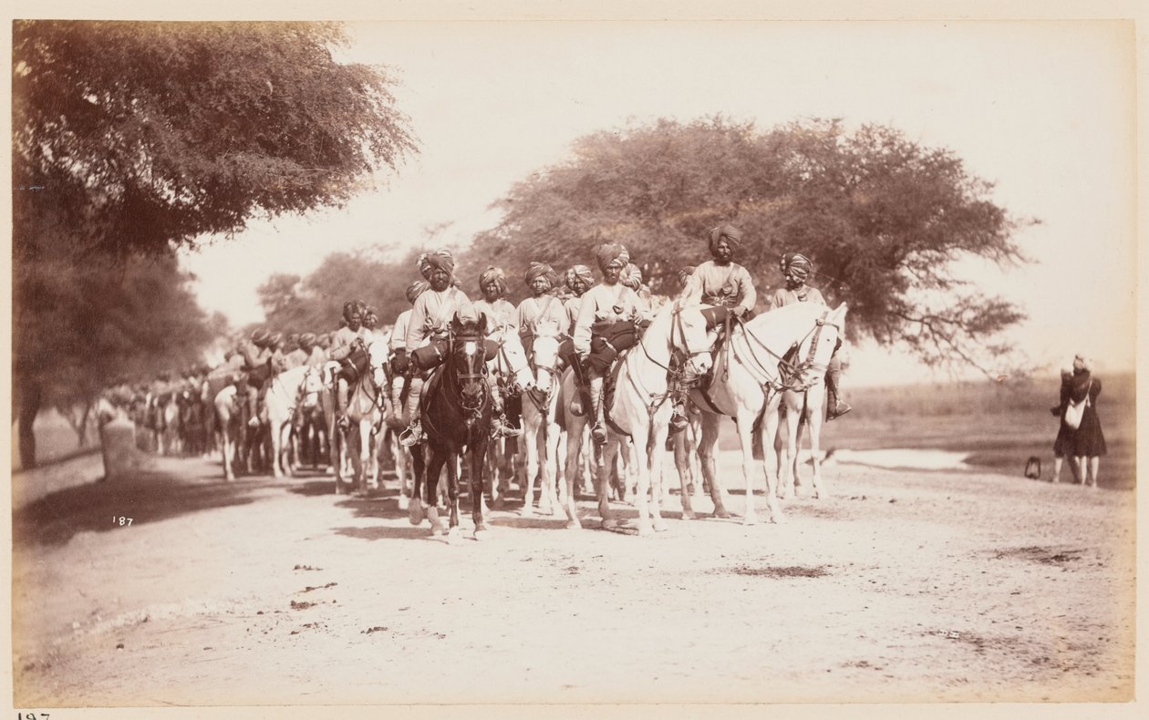 Nabhas infödda kavallerikontingent vid övningslägret i Delhi av Unknown photographer