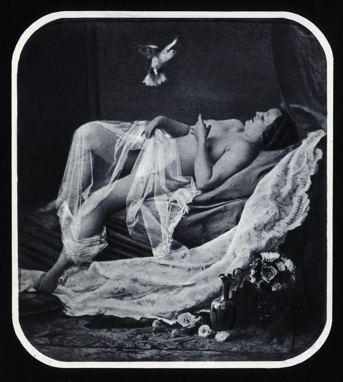 Naken kvinna längd runt 1850 Anonym fotografering av Unknown photographer