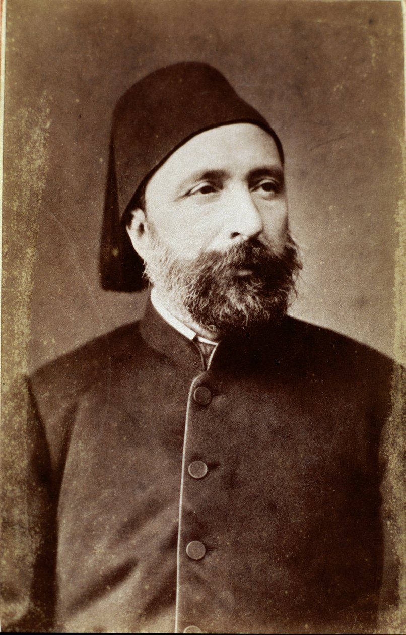 Osmanska riket: "" Porträtt av Ahmet Mithat Pasha (eller Ahmed Midhat pasha) (1822-1883) statsman turkisk reformator"" Fotografi Ankara, Turkish Historical Society. Kalkon av Unknown photographer
