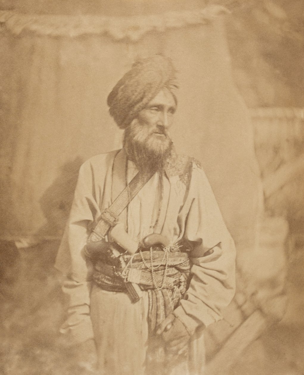 Pathan officer för Punjab Irregular Cavalry, 1860 ca av Unknown photographer